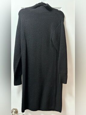 Quince Black Knit Sweater Dress with Orange Logo